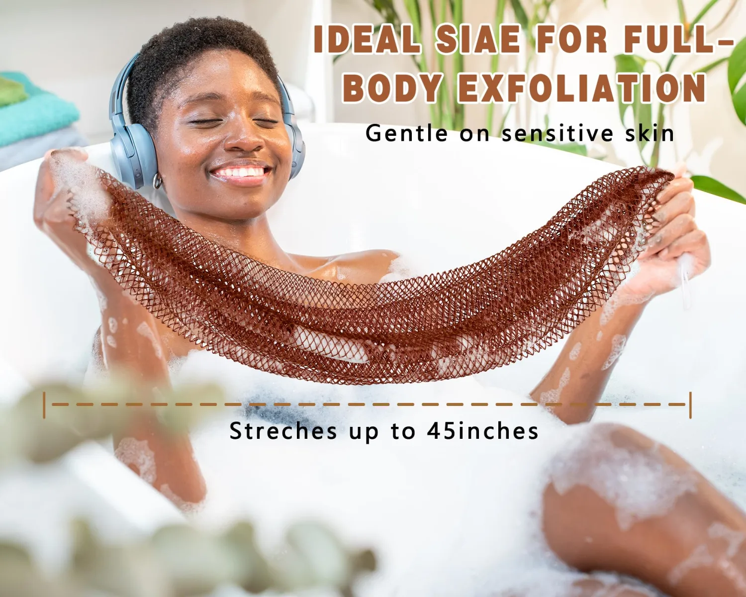 2 Pack African Net Sponge Exfoliating Body Scrubber Bath Sponge for Daily Use (Dark Brown+Dark Green)