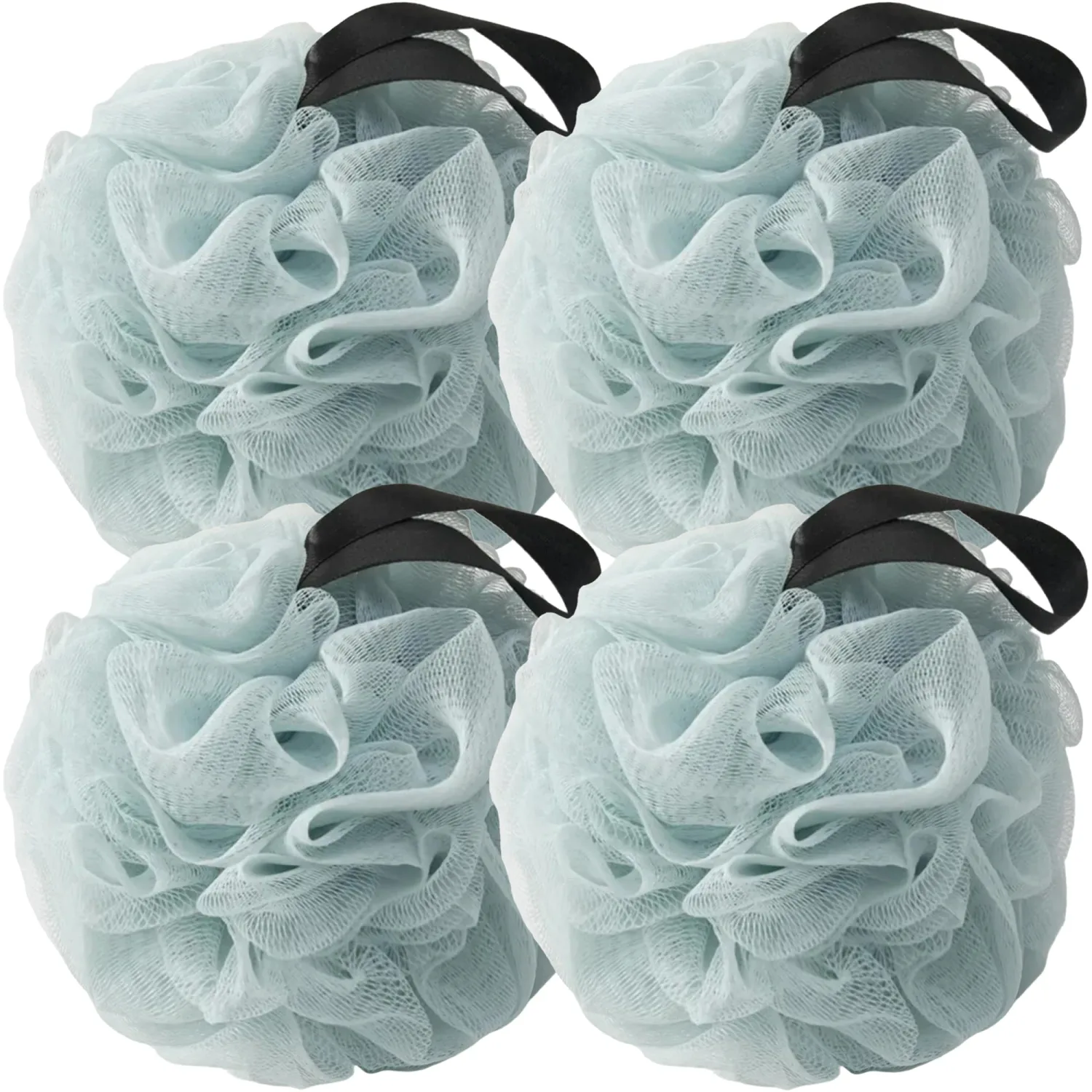 Loofah Sponges for Shower,Exfoliating Cleaning Bath Loofa Body Scrubber Balls for Women Men Washing,All Blue 4 Pack