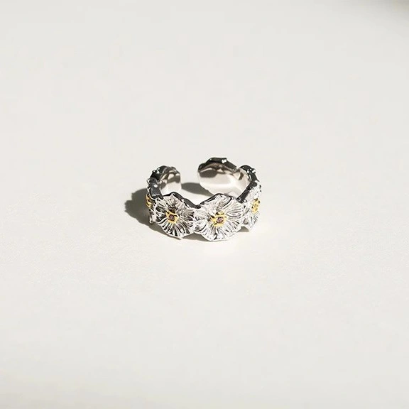 Vintage Heavy Craft 925 Sterling Silver Ring Niche Light Luxury Ins Style Anti-tarnish Women Jewelry