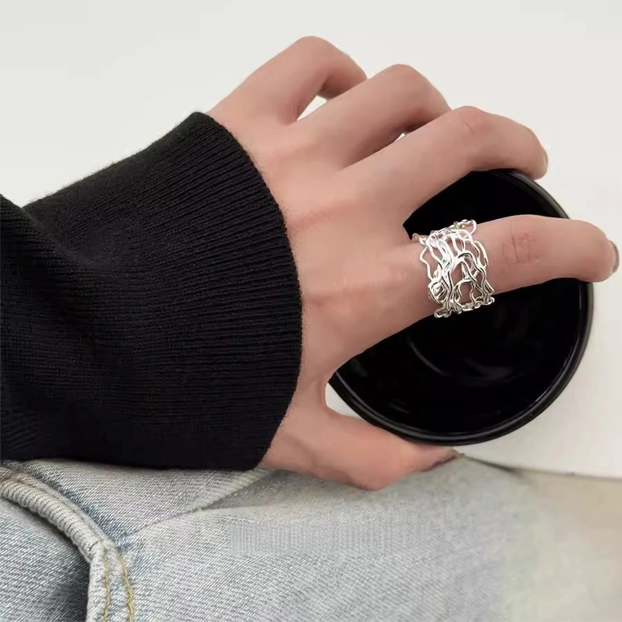 Vintage Heavy Craft 925 Sterling Silver Ring Niche Light Luxury Ins Style Anti-tarnish Women Jewelry