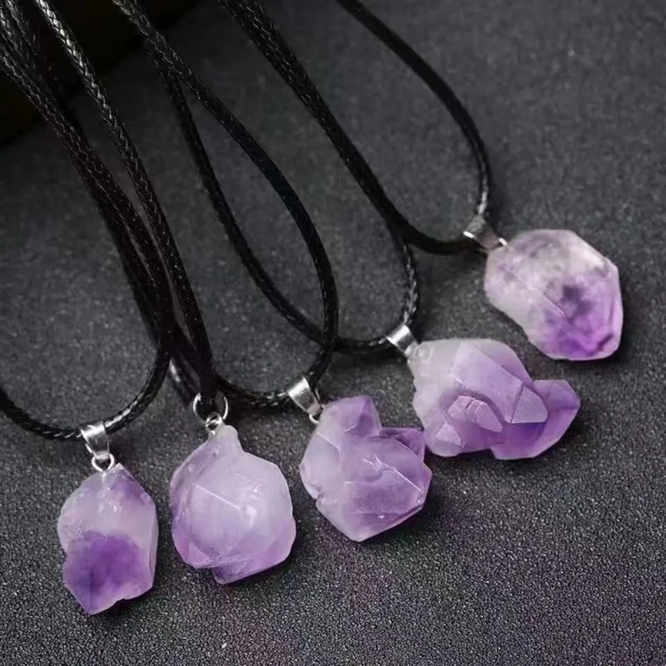 Natural Amethyst Color Fluorite Irregular Necklace