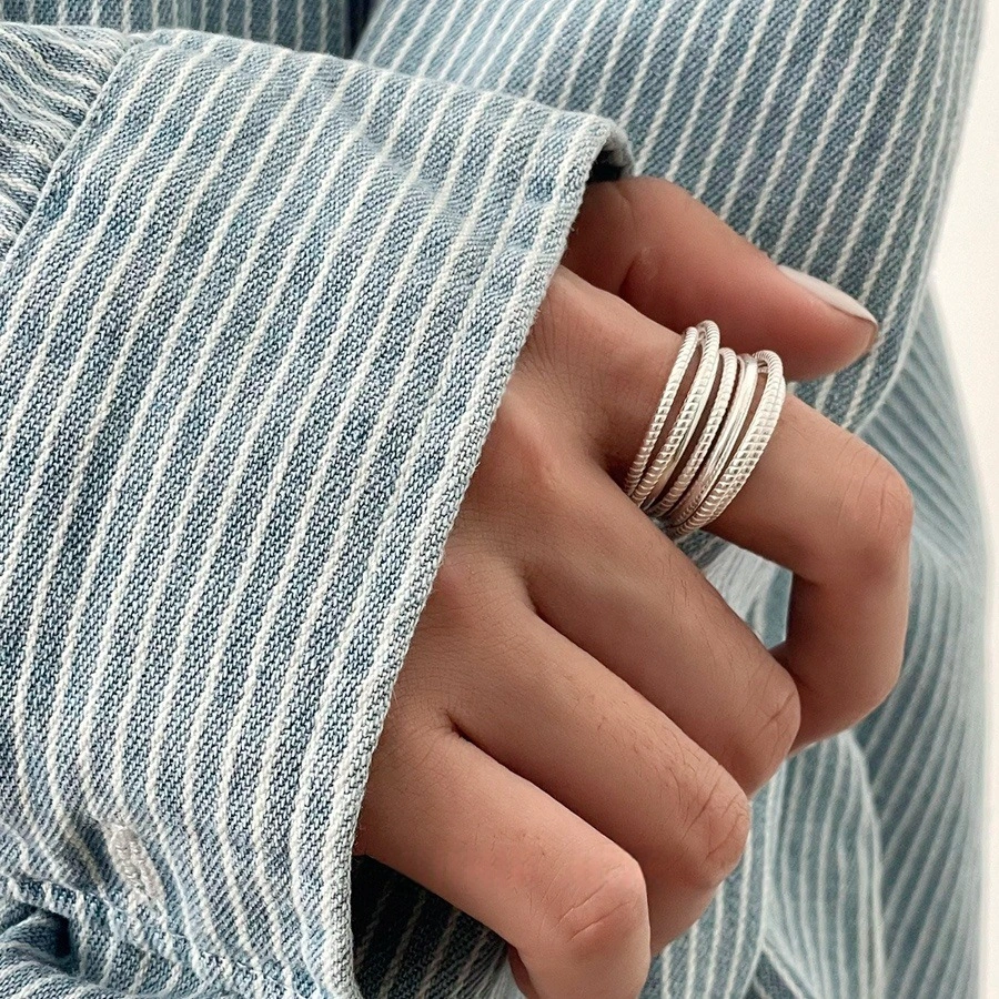 Vintage Textured 925 Sterling Silver Ring Minimalist Ins Style Premium Non-tarnish Fine Jewelry