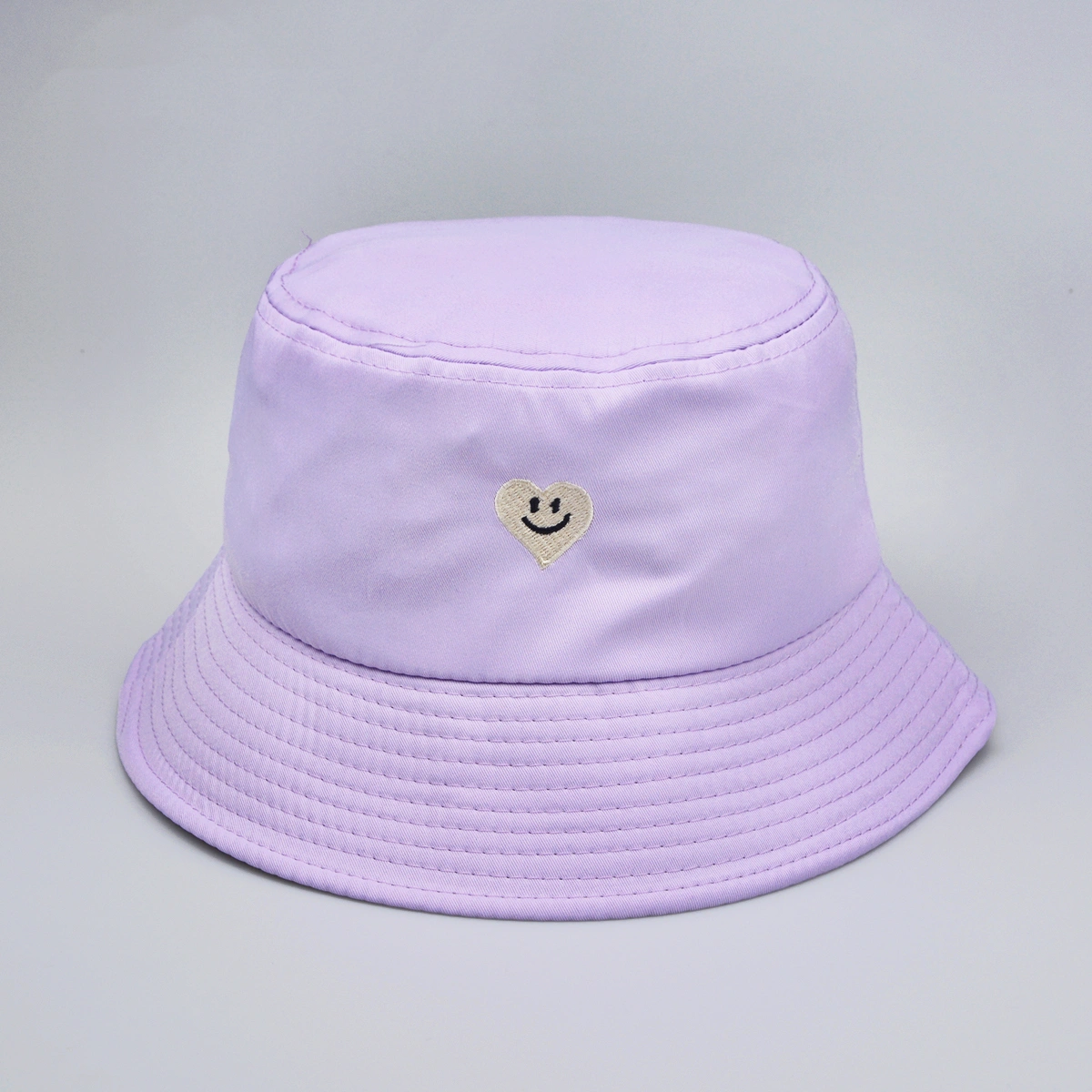 Women's Single-color Embroidered Heart-shaped Smiling Face Pattern Fashion And Simple Style Fishing Hat, Suitable For Daily Commuting, Outdoor Sun Protection, Shopping And Traveling.