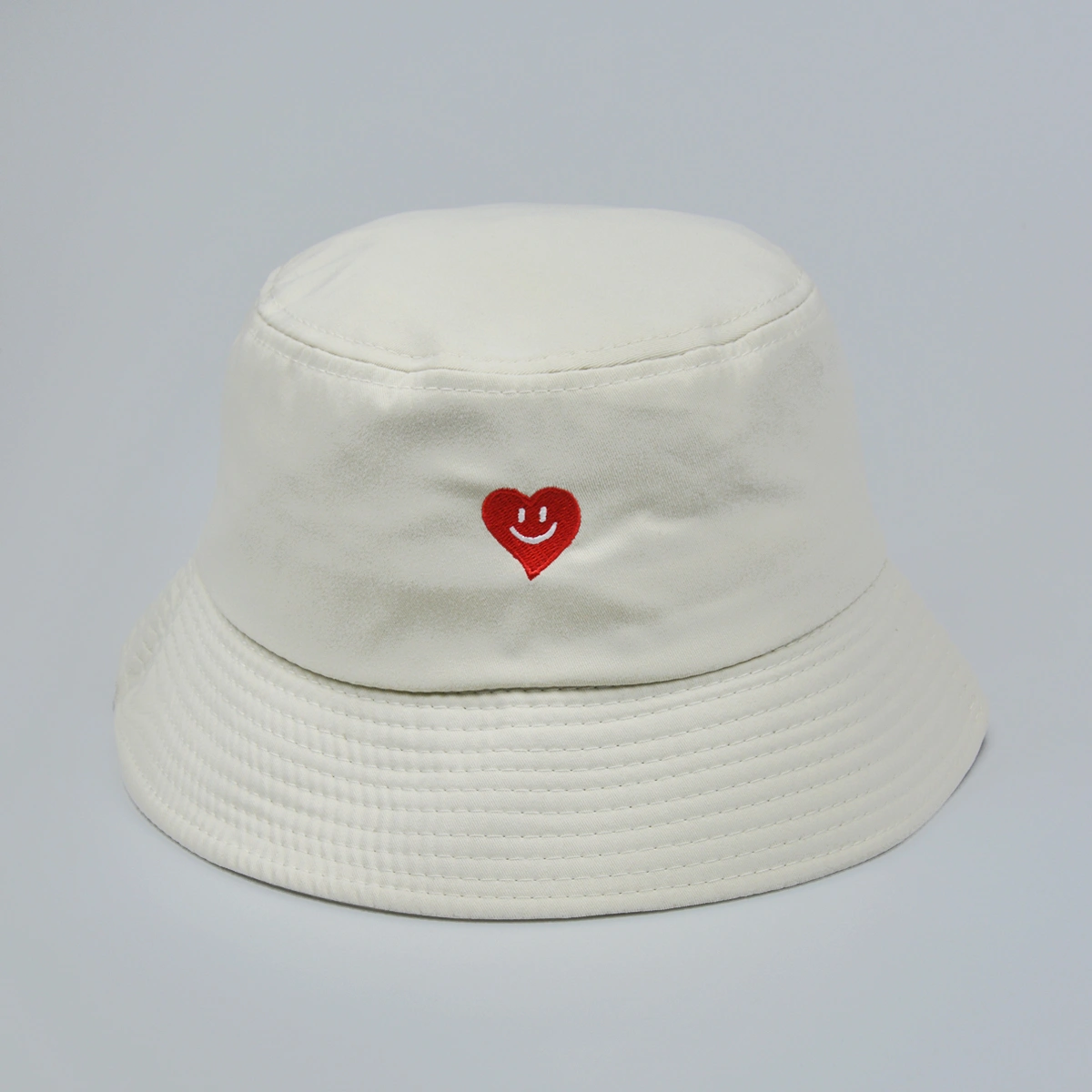 Women's Single-color Embroidered Heart-shaped Smiling Face Pattern Fashion And Simple Style Fishing Hat, Suitable For Daily Commuting, Outdoor Sun Protection, Shopping And Traveling.