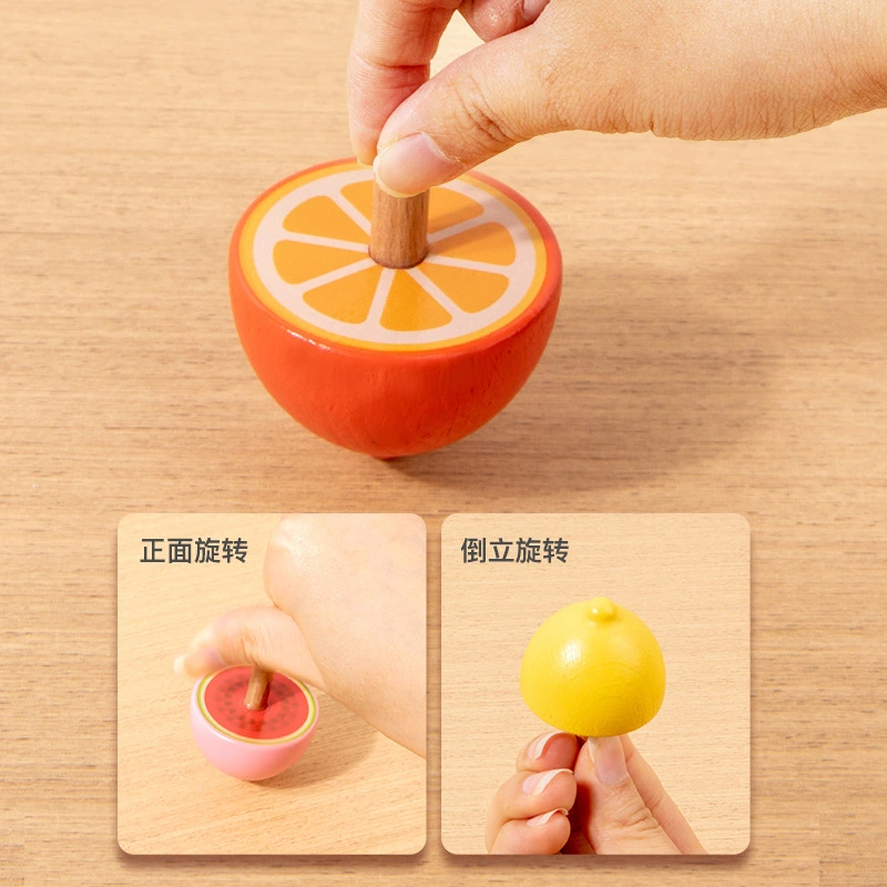 Wooden Traditional Colorful Spinning Top Toy
