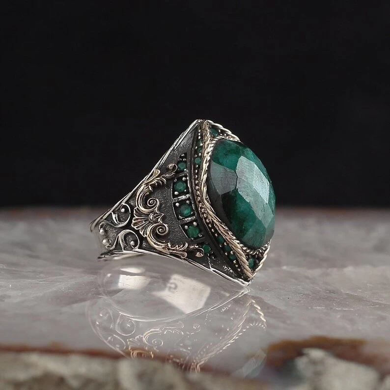 European And American Personalized Retro Two-tone Man's Ring