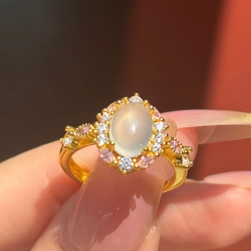 Summer New Zircon Ring, Natural Colored Gemstone Couple Rings, Cold Style Light Luxury Adjustable Index Finger Ring For Women