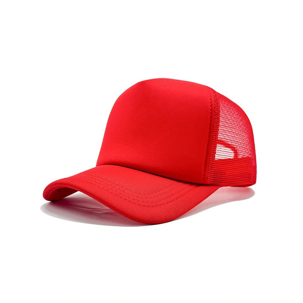 Spring And Summer Red Sponge Top Mesh Adjustable Curved Brim Baseball Cap Suitable For Outdoor Outings, Mountain Climbing And Daily Commuting