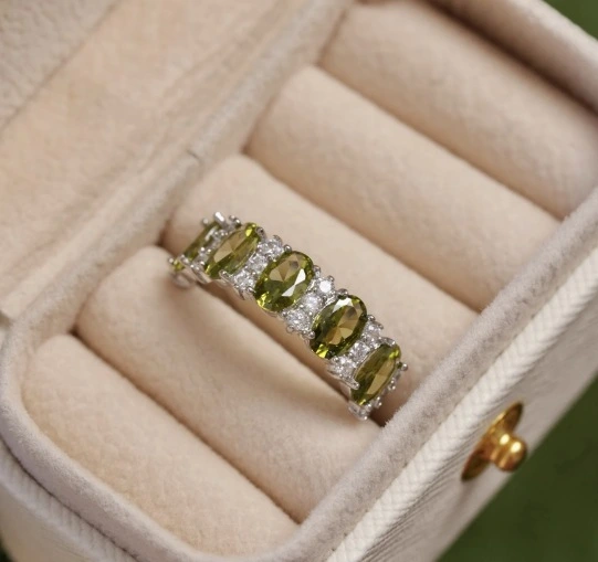 New Arrival Summer Zircon Couple Rings, Natural Color Gems Design, Minimalist Cold Tone High-End Open Finger Rings