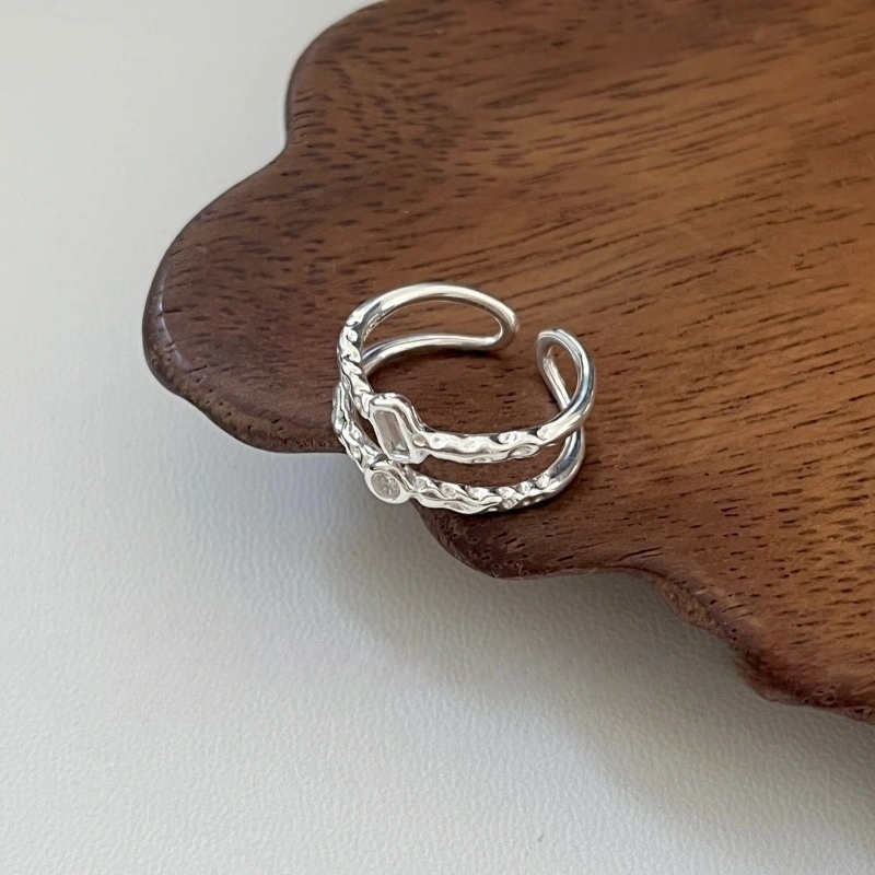 Luxury Minimalist Couple Bands, Shining Zircon Natural Color Gemstone, Cold Style Daily Wear Open Ring