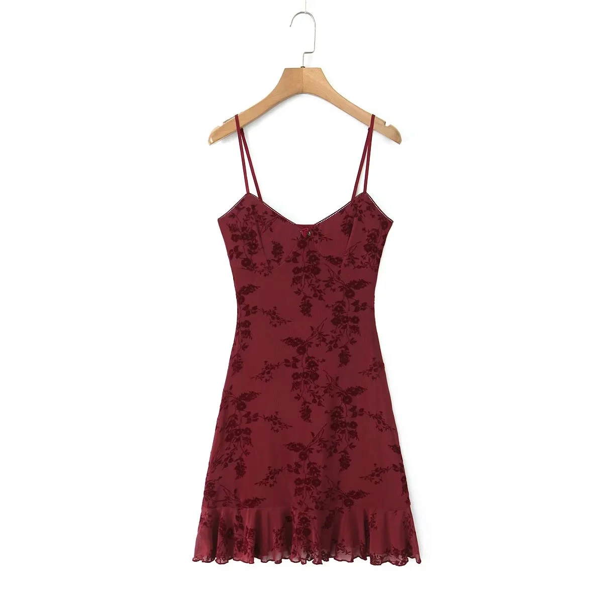 Retro Floral Mesh Slip Dress Women