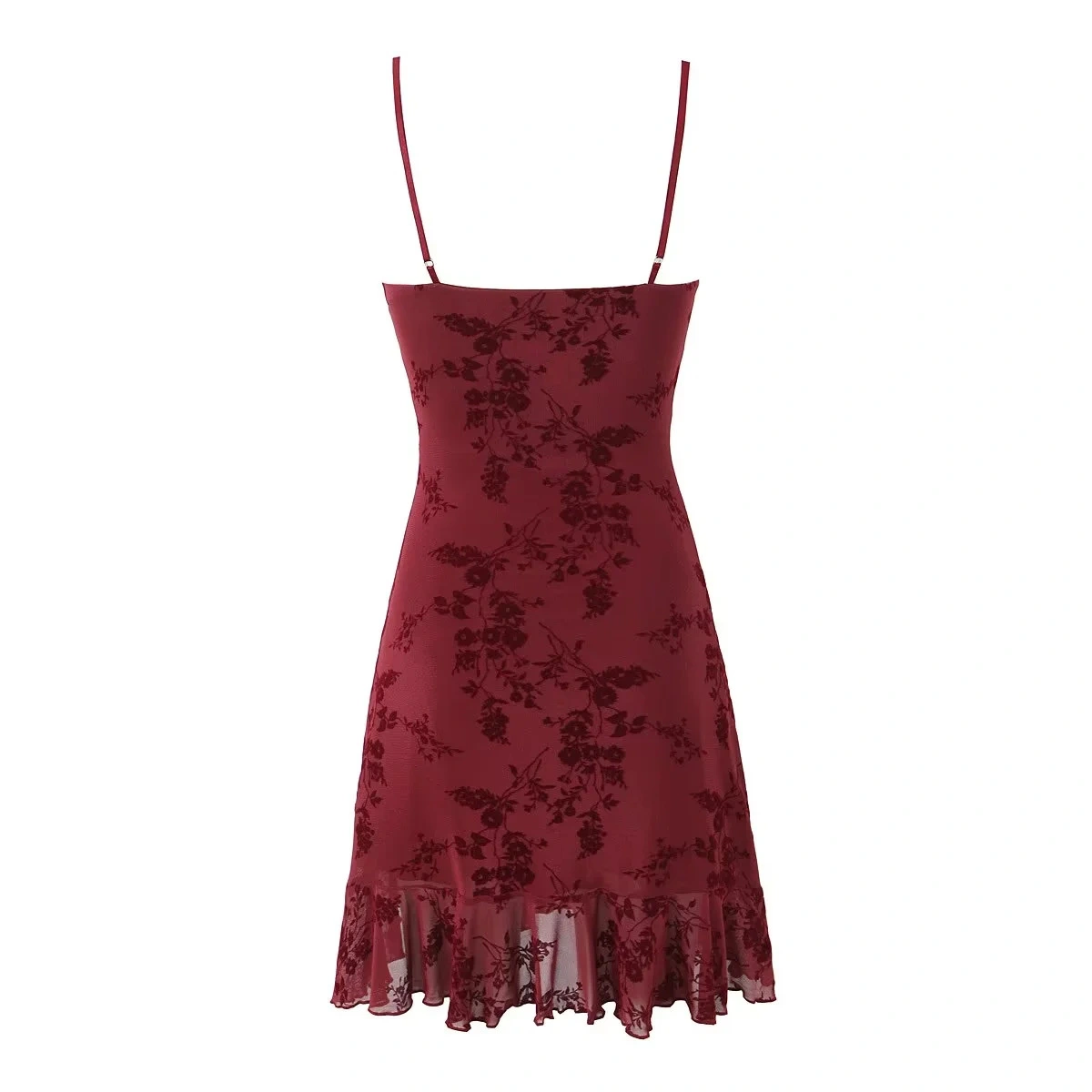 Retro Floral Mesh Slip Dress Women