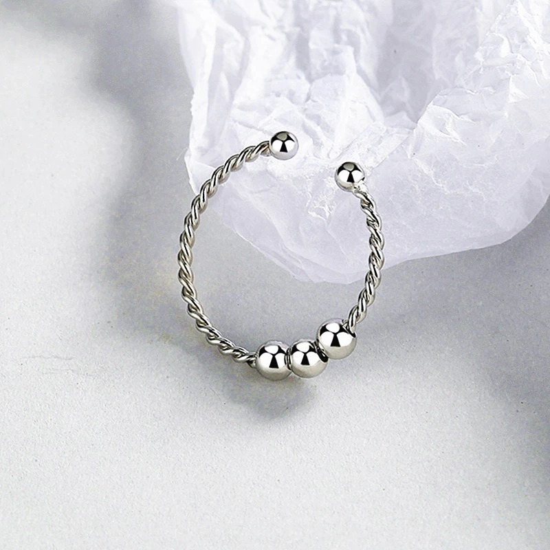Womens Double-Layer Rotating Ball Ring