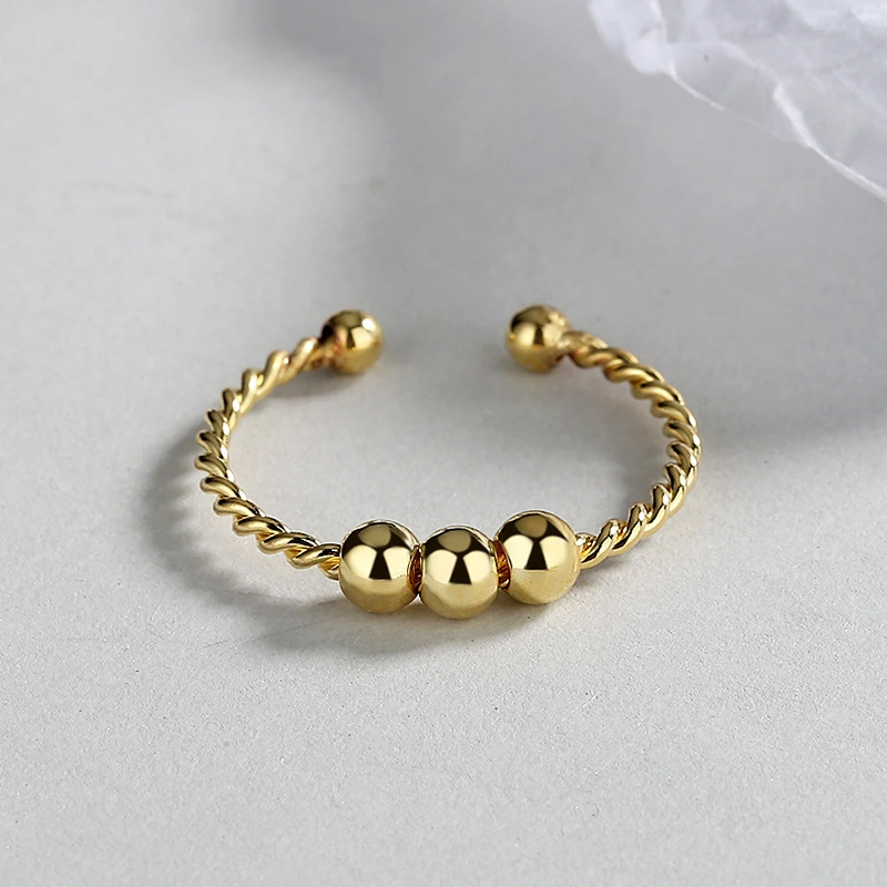 Womens Double-Layer Rotating Ball Ring
