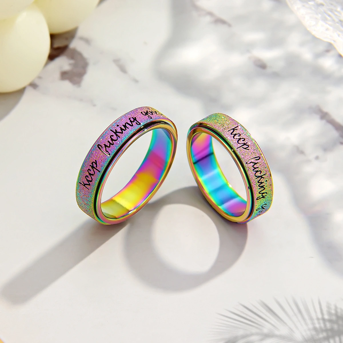 6mm Titanium Steel Ring, Sandblasted Finish, Hand Jewelry