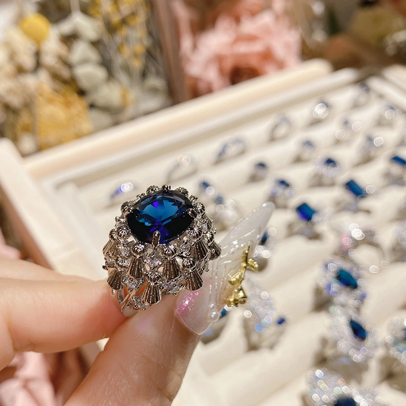 French Luxury Premium Ring  Natural Diopside Fine Jewelry, Adjustable Size