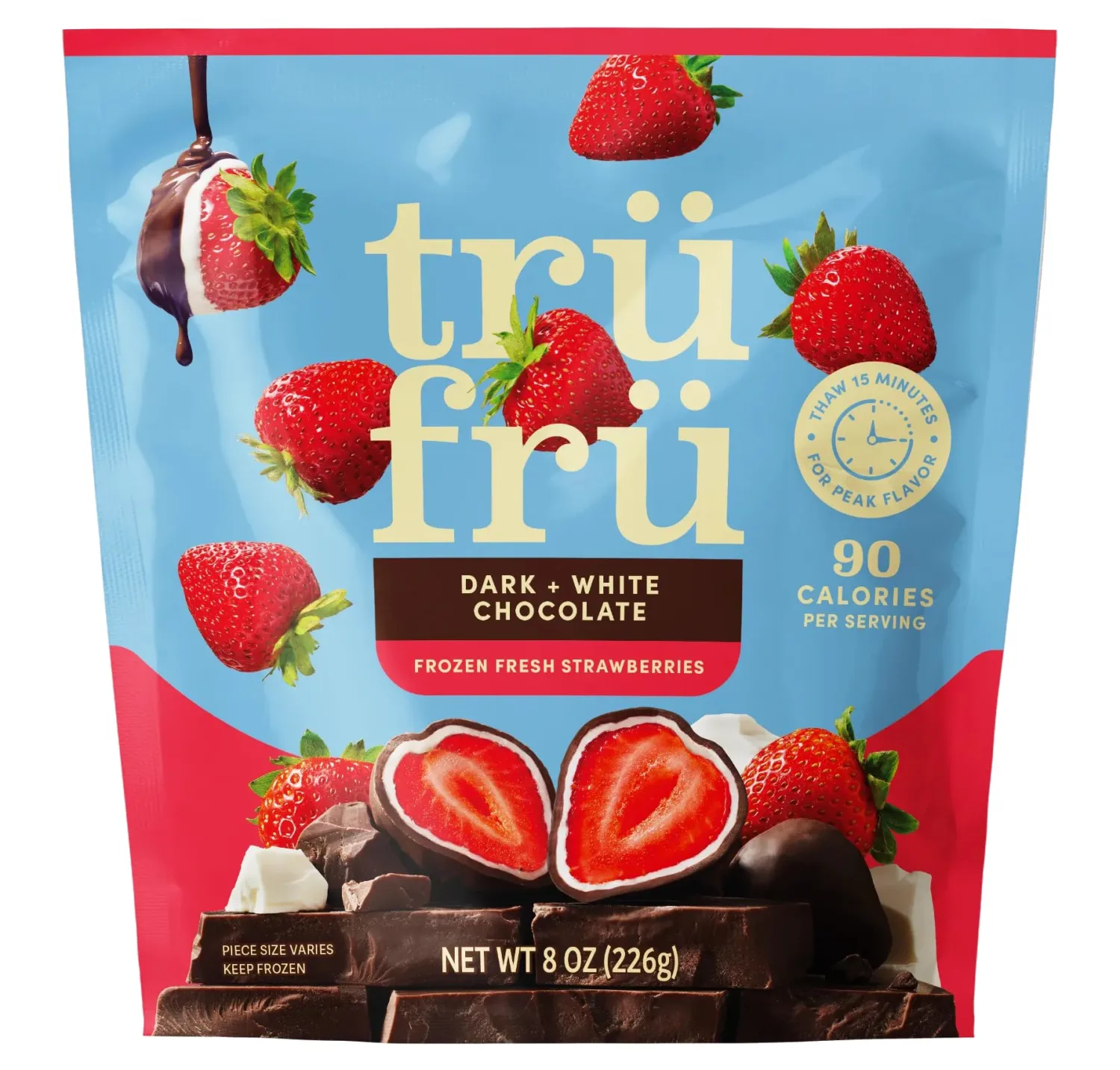 Tru Fru, Dark And White Chocolate Strawberries, 8 Ounce