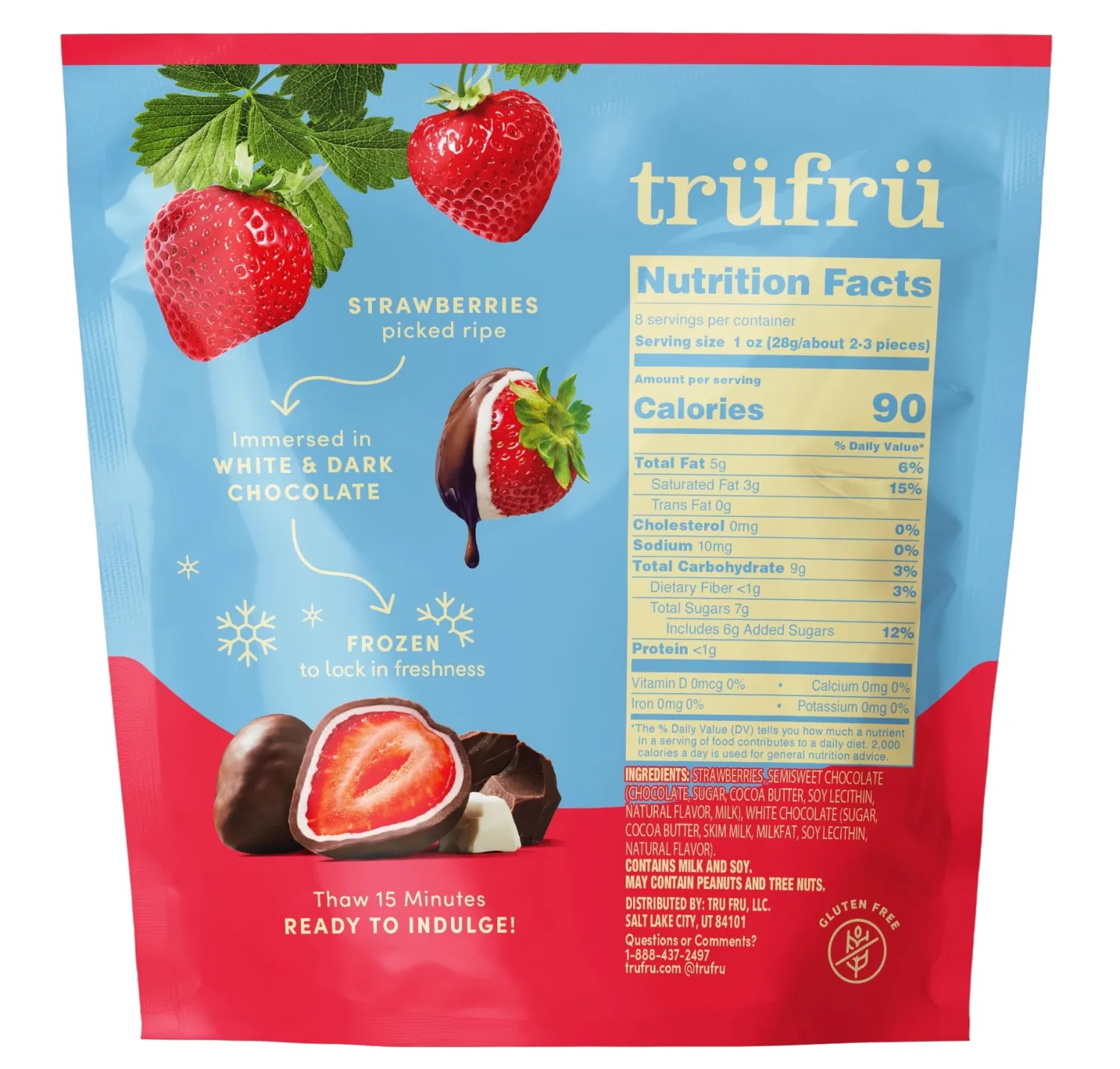 Tru Fru, Dark And White Chocolate Strawberries, 8 Ounce