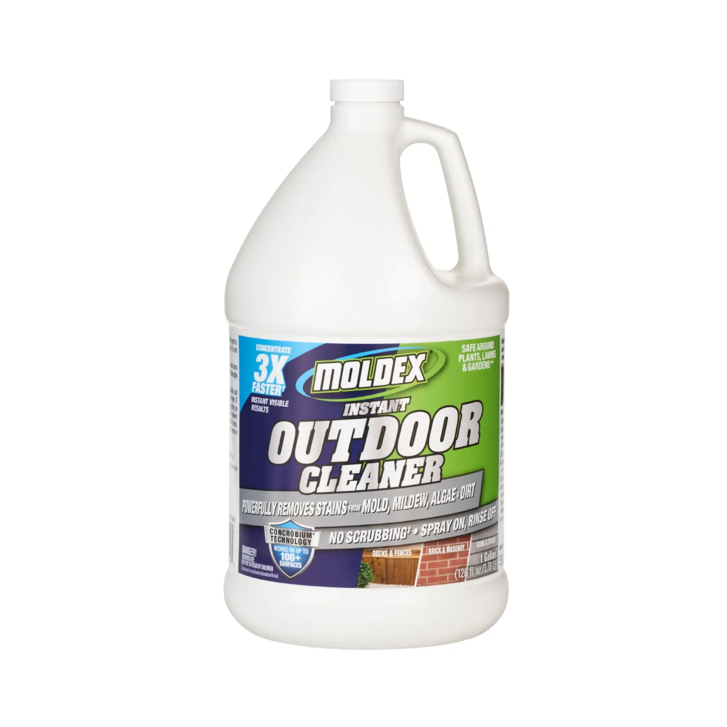 Moldex® Instant Outdoor Cleaner Concentrate with Bleach, 1 Gallon – Fast Acting Solution for Mold and Mildew Stains on Siding, Decks, Fences and Exterior Surfaces