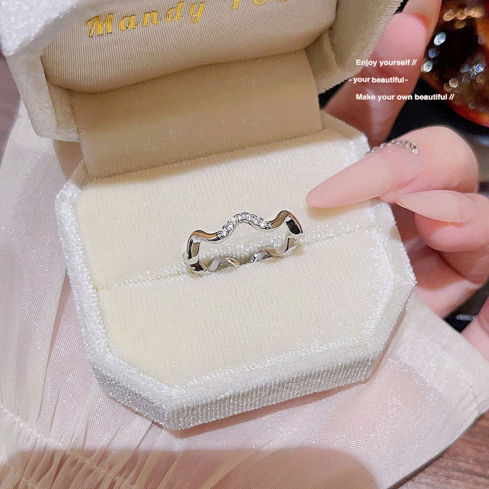 Stylish Faux Diamond Zircon Ring, Unique Aesthetic Open Finger Ring For Daily Wear