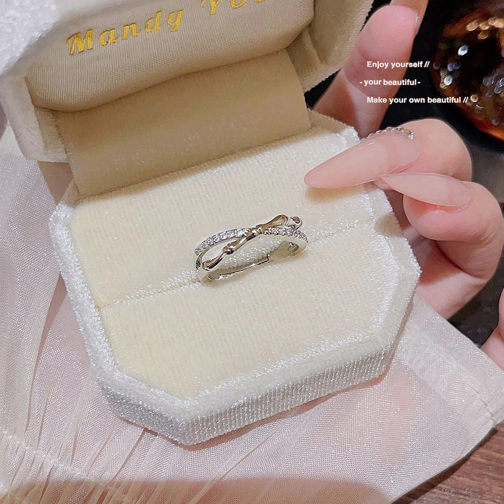Stylish Faux Diamond Zircon Ring, Unique Aesthetic Open Finger Ring For Daily Wear