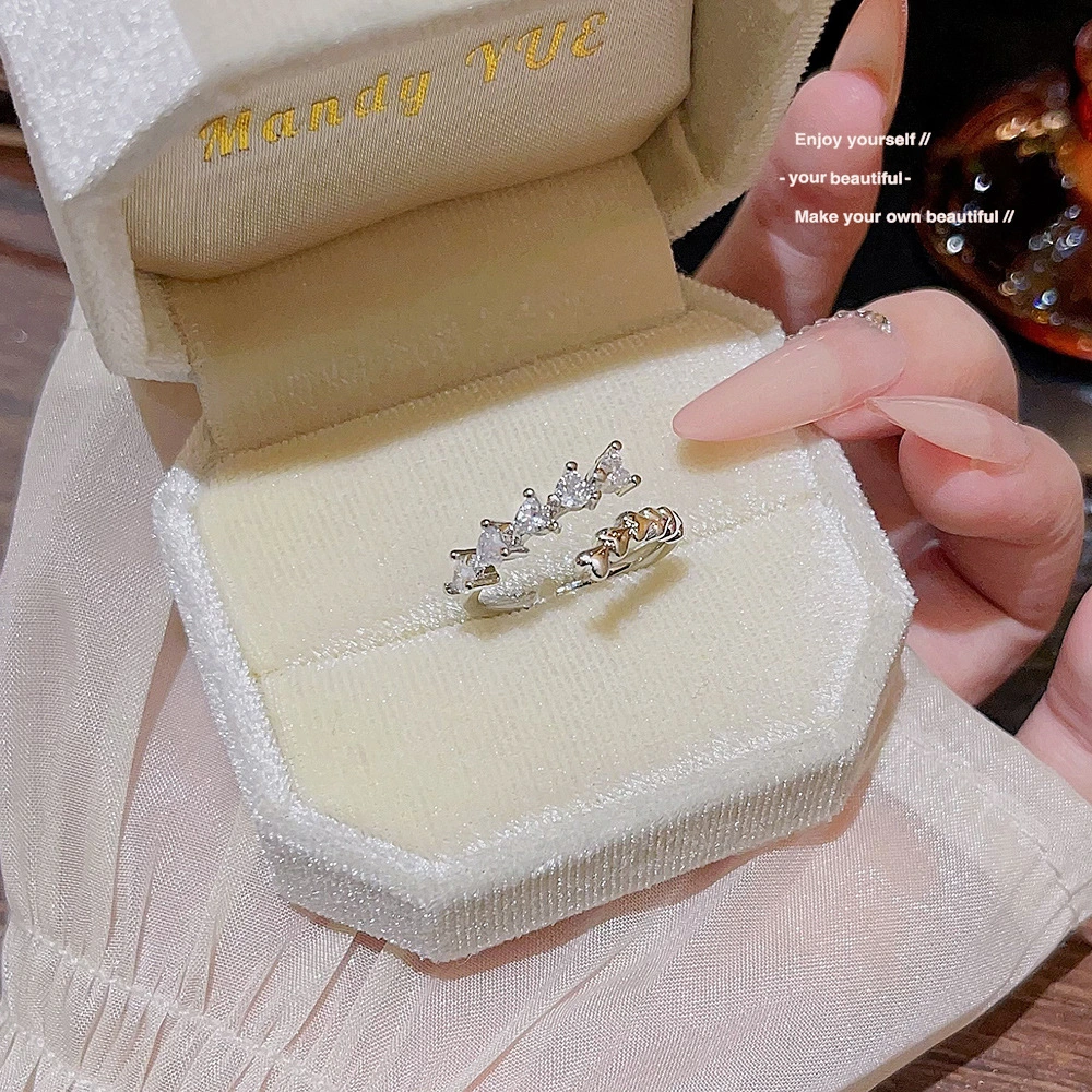 Stylish Faux Diamond Zircon Ring, Unique Aesthetic Open Finger Ring For Daily Wear