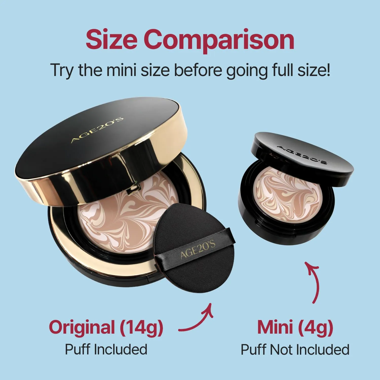 [MINI SIZE] AGE20'S Signature Essence Pact | 15C | Vegan Korean Cushion Foundation | Pack of 1 | Cream Foundation, Dewy & Glow Finish, Natural Coverage, SPF 50+ | 0.14 oz