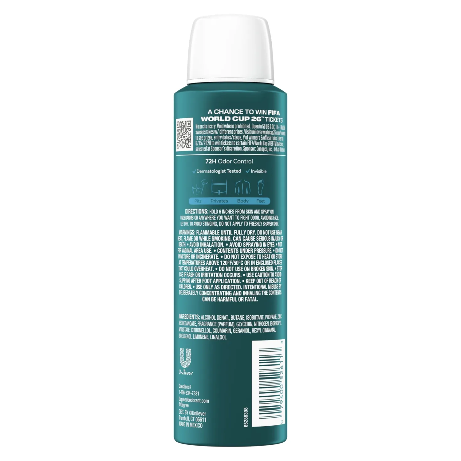 Degree Men Whole Body Deodorant Cool Rush Scent Aluminum Free 72H Odor Protection 2.9 oz
