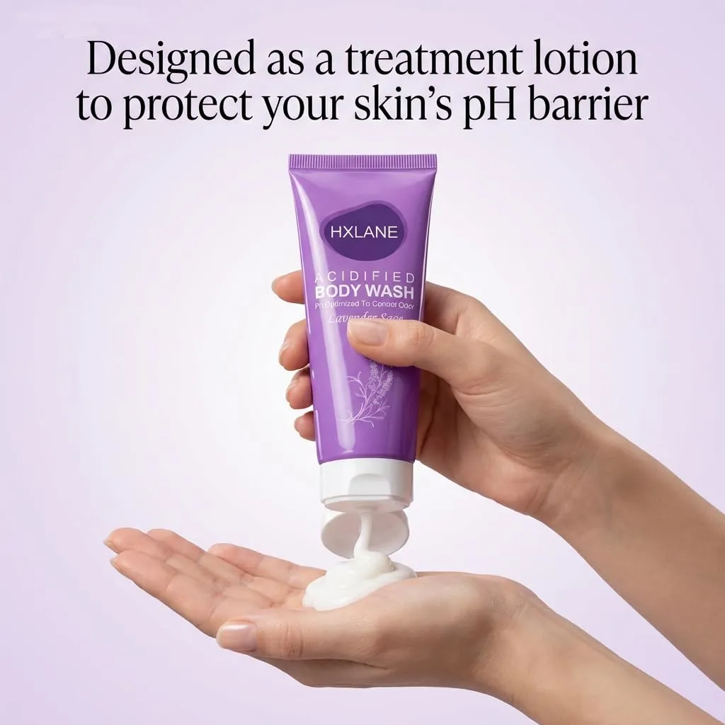 Acidified Body Wash, 24H Body Odor Control Better than Soap, pH Balanced Gentle Creamy Formula,Moisturizing Lavender Sage Body Wash Gel,Travel Size,2PCS