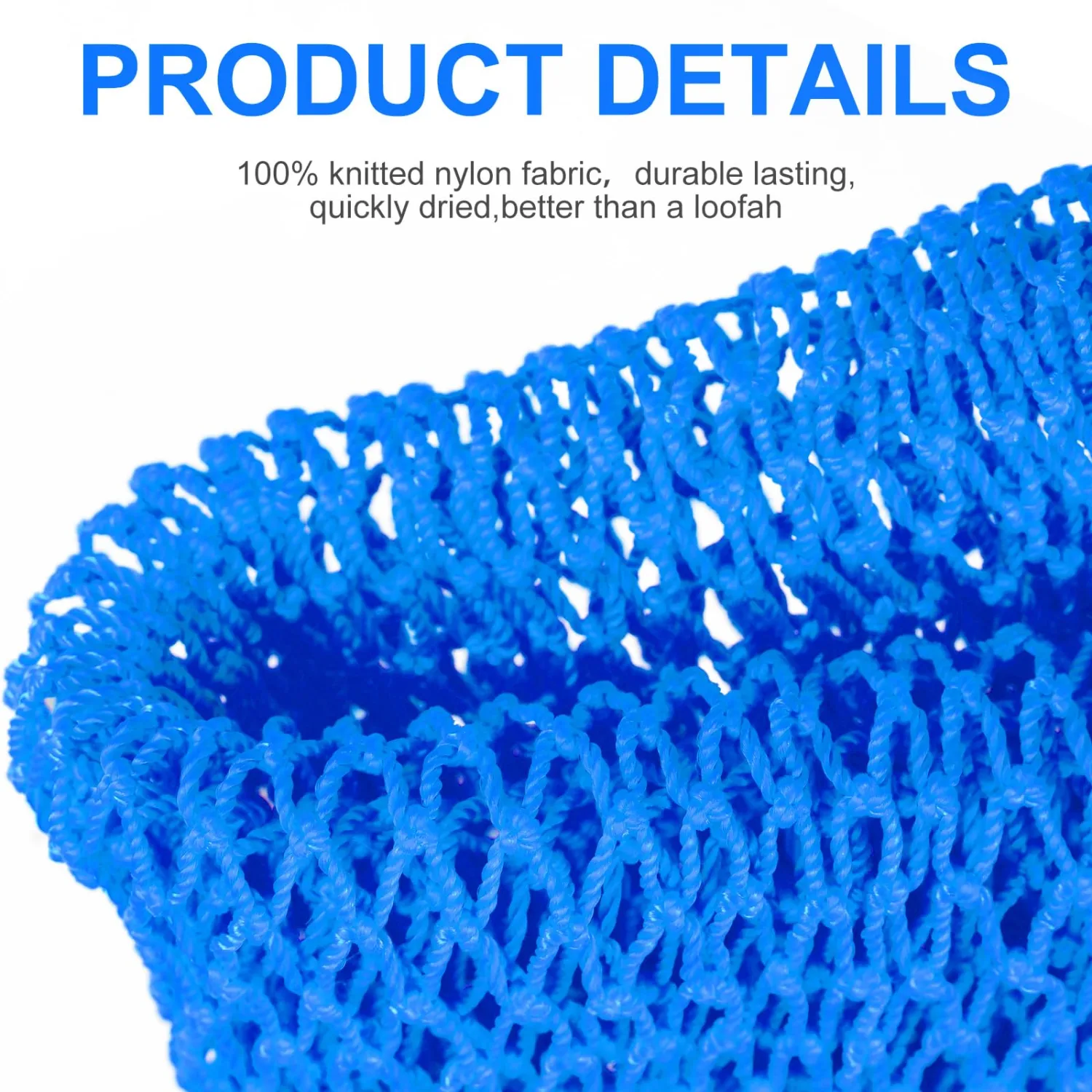 Geiserailie African Net Sponge Long Bathing Net Shower Body Scrubber Back Scrubber Skin Smoother Bathing Sponge for Daily Use or Stocking Stuffer(Light Blue)