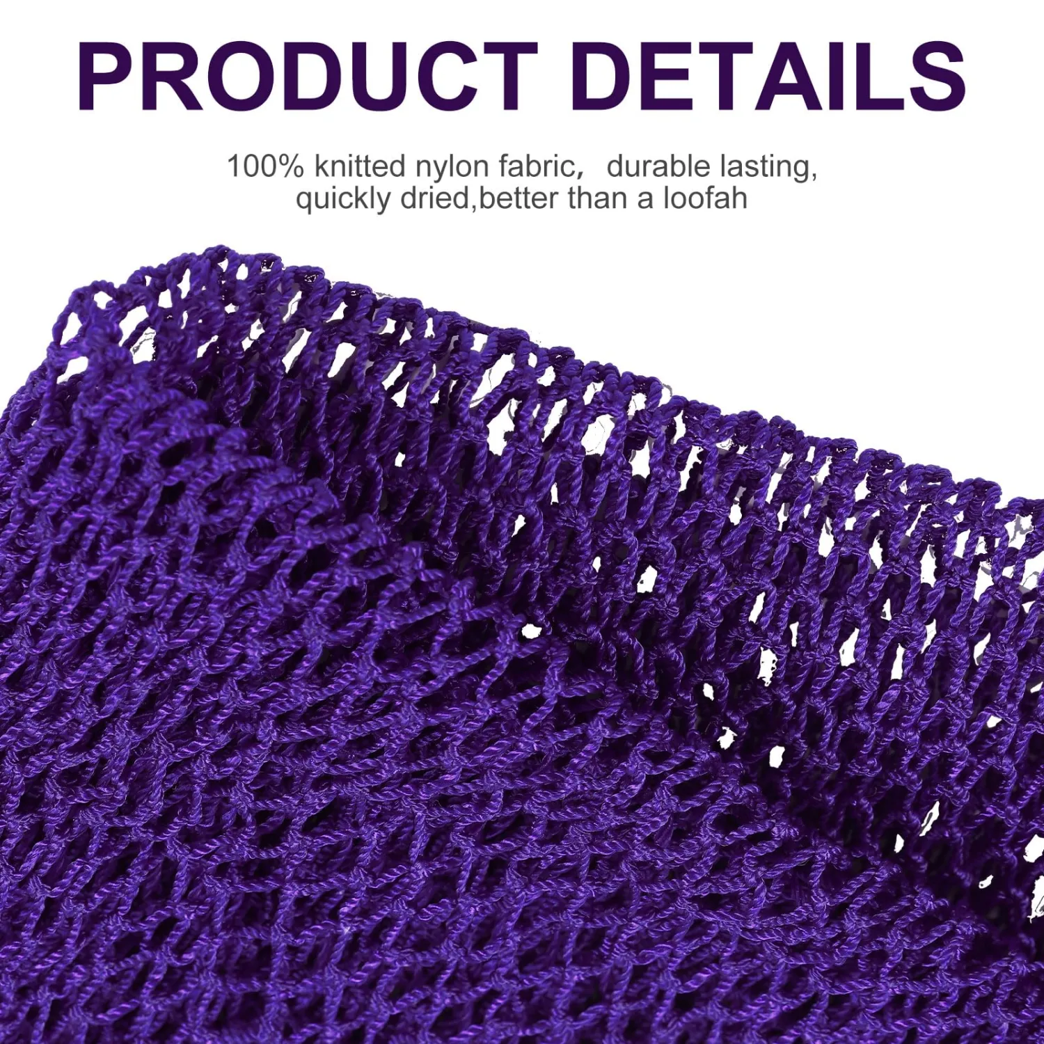 Geiserailie African Net Sponge Long Bathing Net Shower Body Scrubber Back Scrubber Skin Smoother Bathing Sponge for Daily Use or Stocking Stuffer(Purple)