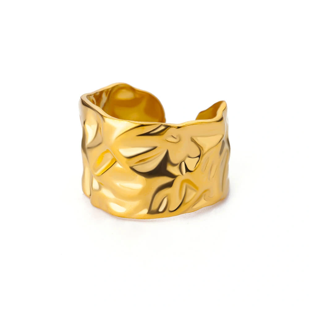 Luxury Niche Women Ring, Irregular Smooth Surface Heart Titanium Steel