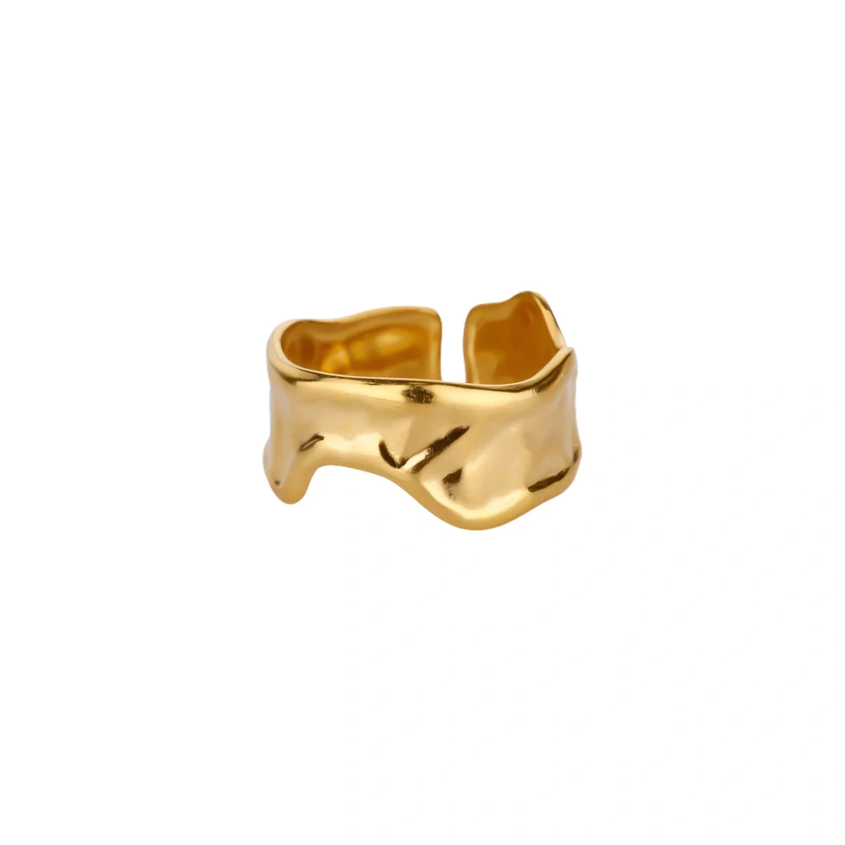 Luxury Niche Women Ring, Irregular Smooth Surface Heart Titanium Steel