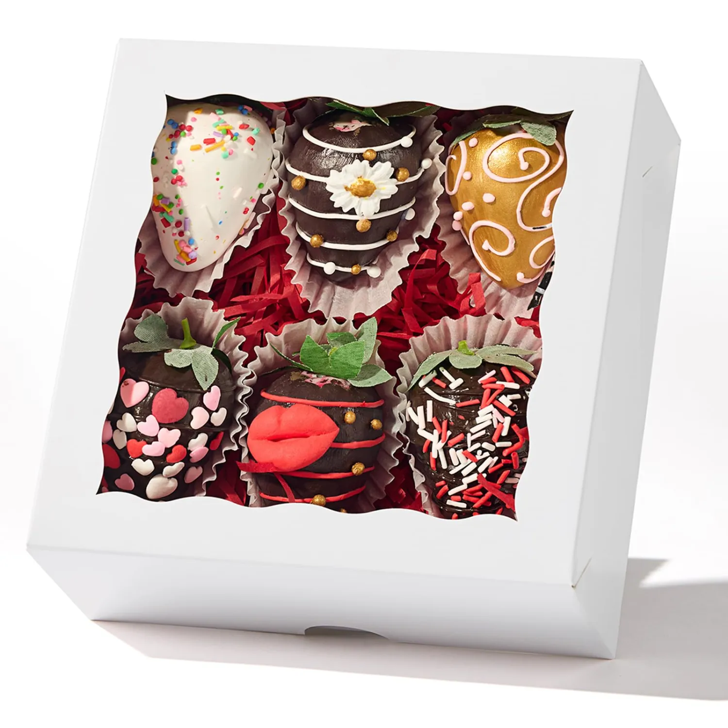 RomanticBaking 54PCS 6"x6"x2.5" Bakery Boxes with Window for Strawberry, Small Cake, Macaron, Pie,Truffle Chocolate & More
