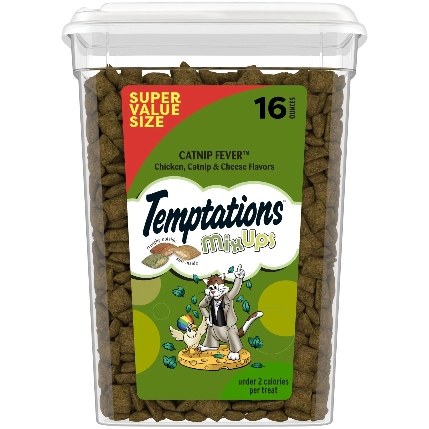 Temptations Cat Treats, Classic Crunchy and Soft Cat Treats, Catnip Fever Flavor, Catnip Treats, 16 oz. Tub