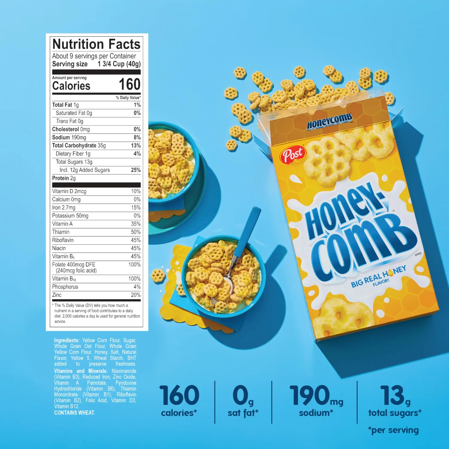 Honeycomb® Honey Flavored Sweetened Corn and Oat Breakfast Cereal, 19 oz Box