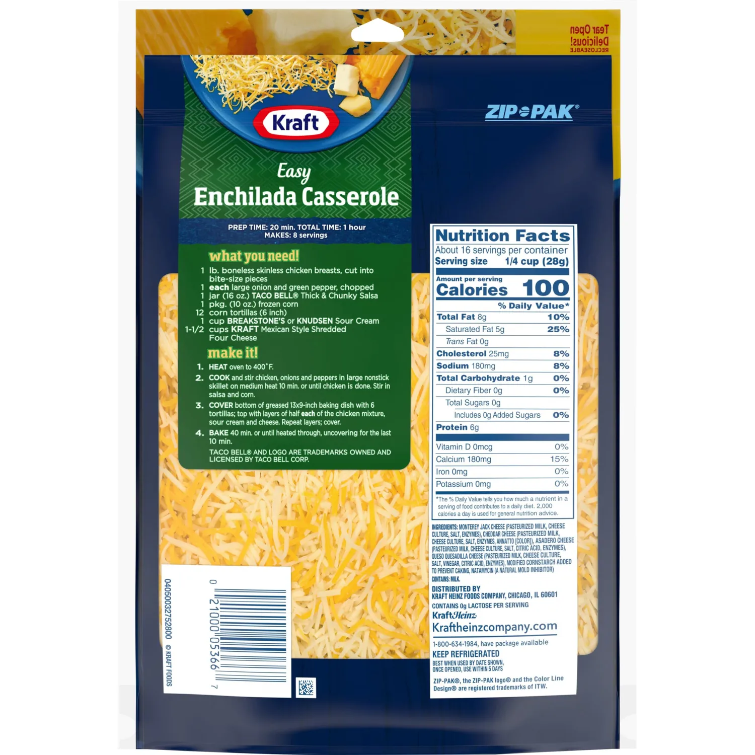Kraft Shredded Mexican Style 4 Cheese Blend (16 oz Bag)