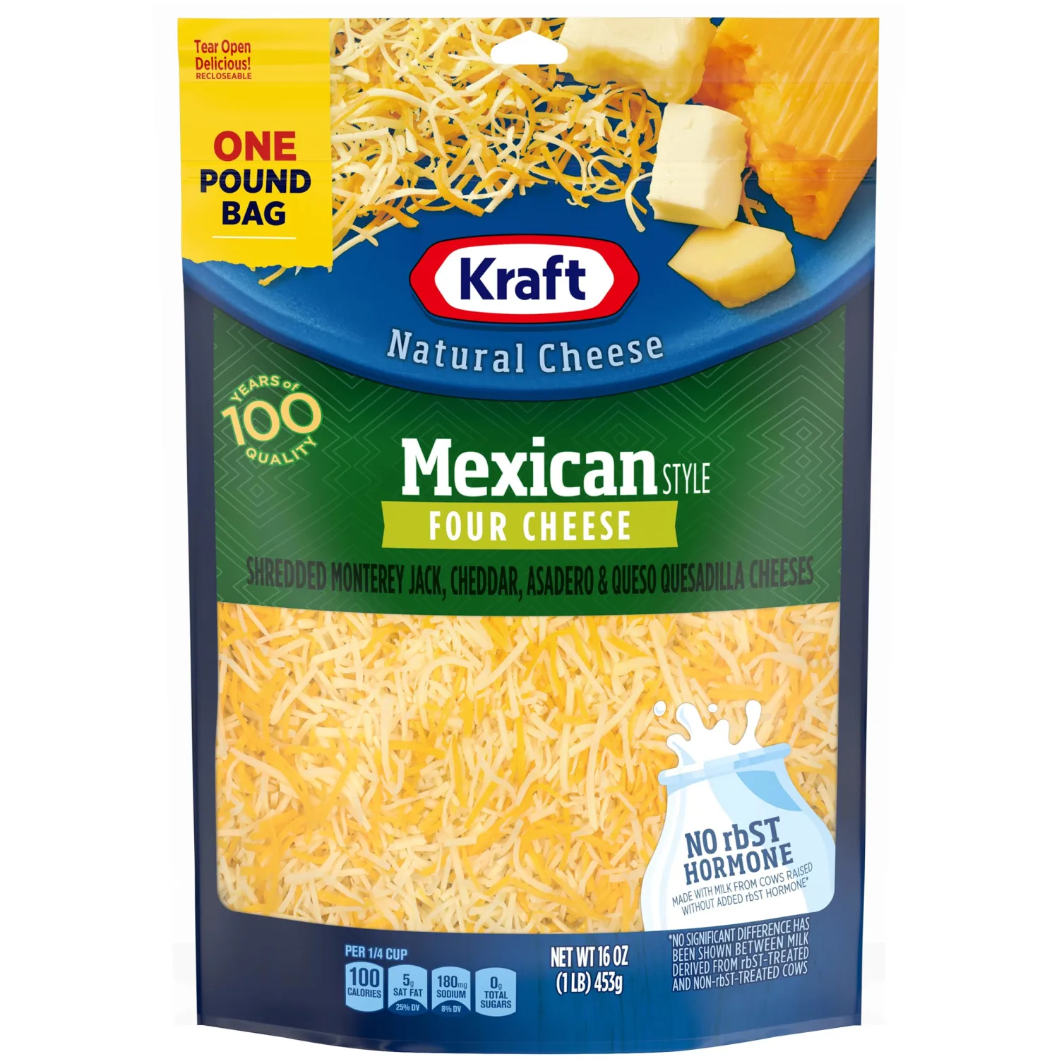 Kraft Shredded Mexican Style 4 Cheese Blend (16 oz Bag)