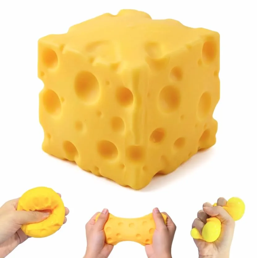 Cheese Squishy,Soft Squishy Cheese Block Squeeze Fidget Toy, Mini Stress Relief Sensory Toy - Fidget Novelty Toy and Gift for Kids and Adults