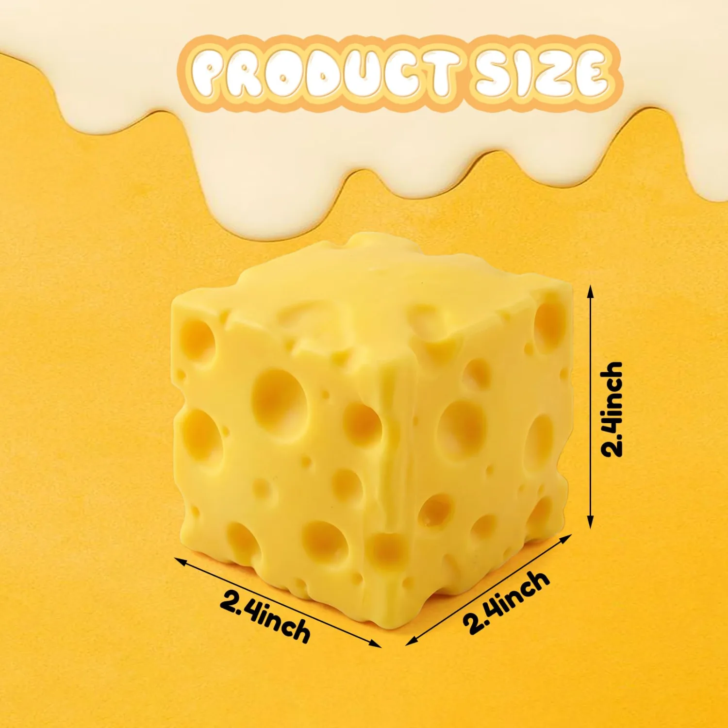 Cheese Squishy,Soft Squishy Cheese Block Squeeze Fidget Toy, Mini Stress Relief Sensory Toy - Fidget Novelty Toy and Gift for Kids and Adults