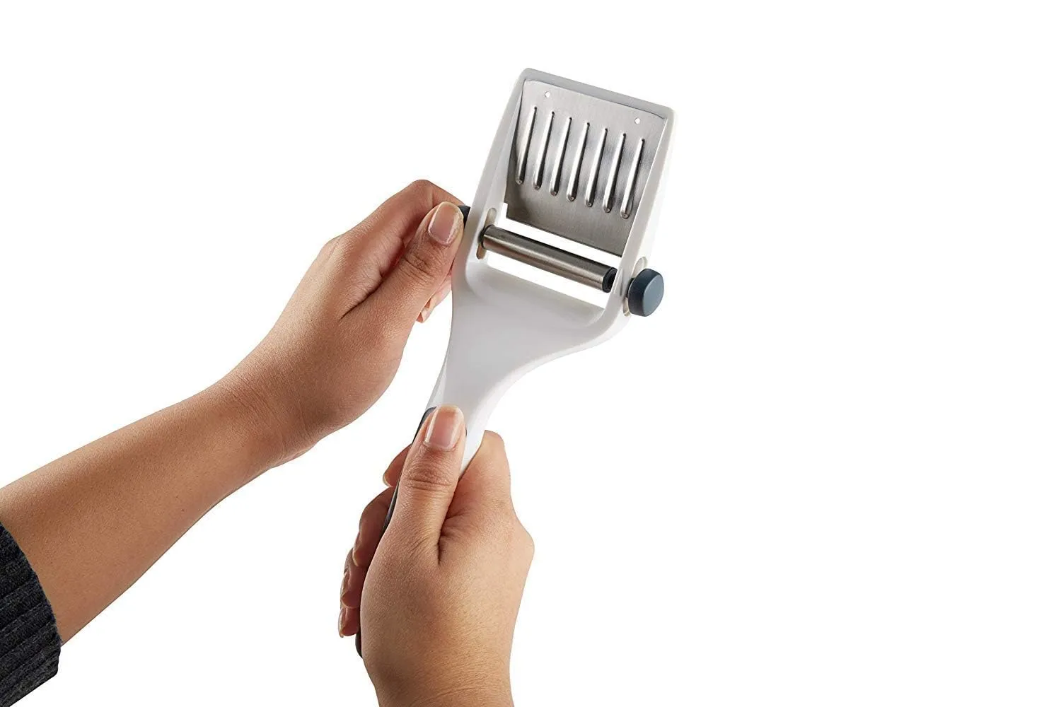 Zyliss Dial & Slice Cheese Slicer - Adjustable, Handheld Cheese Slicer with Stainless Steel Edge and Ergonomic Handle White