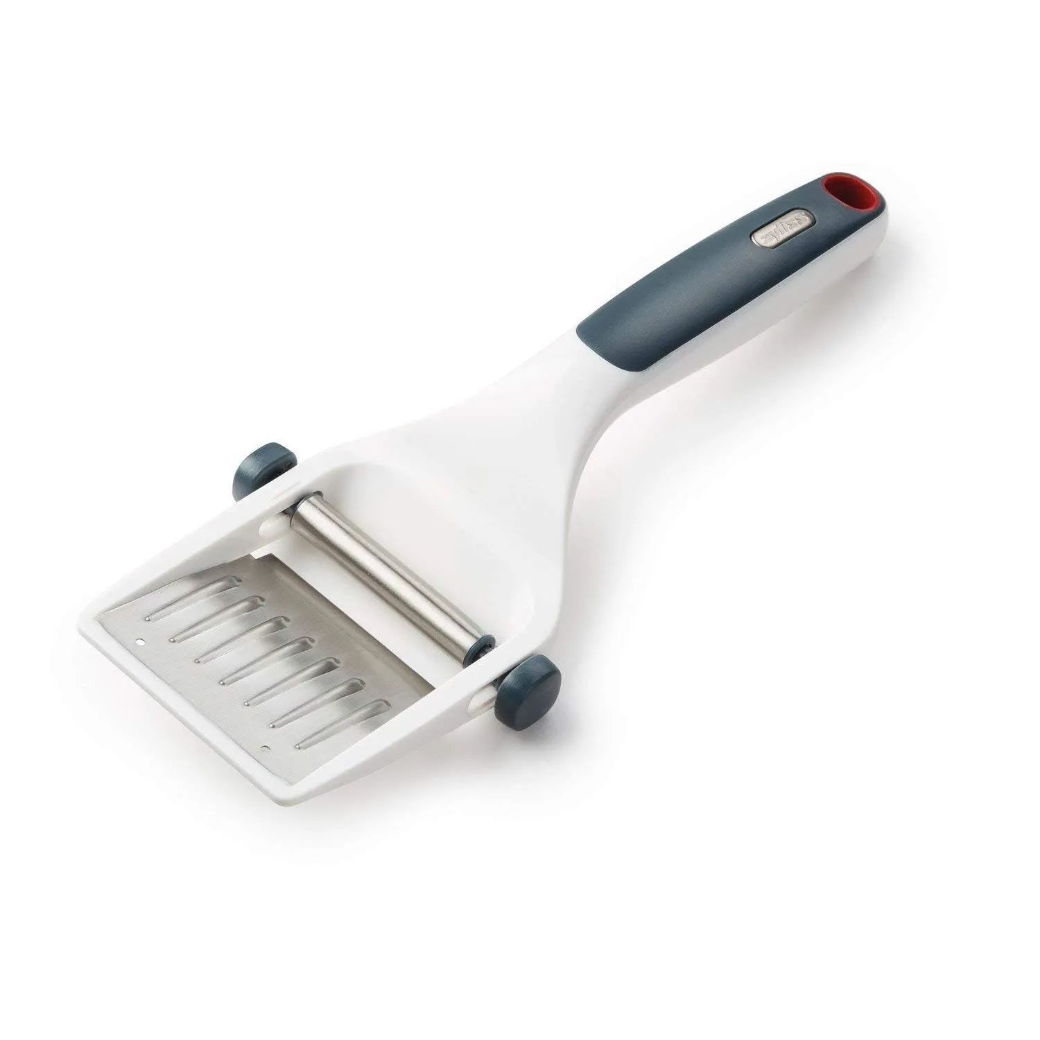 Zyliss Dial & Slice Cheese Slicer - Adjustable, Handheld Cheese Slicer with Stainless Steel Edge and Ergonomic Handle White