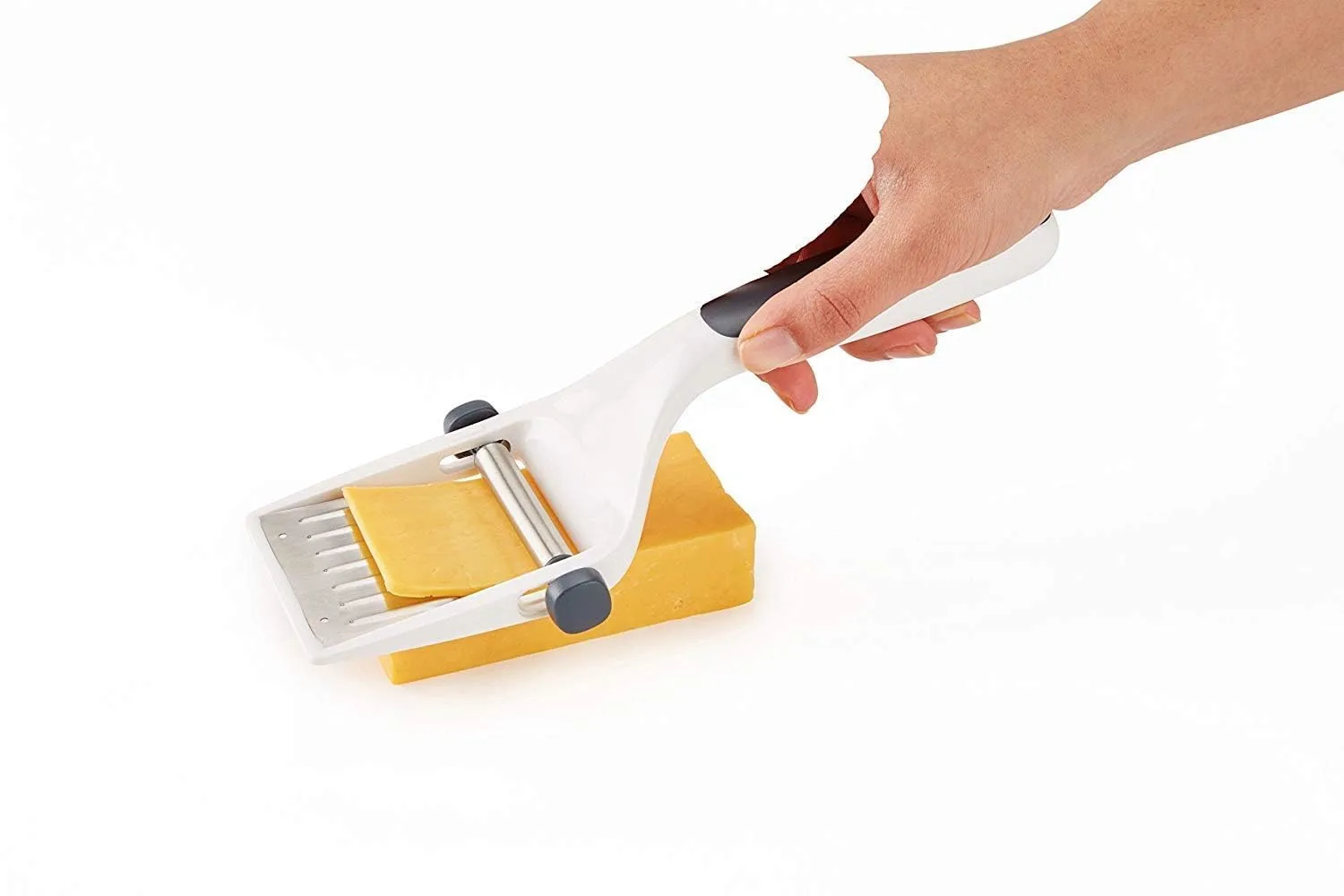 Zyliss Dial & Slice Cheese Slicer - Adjustable, Handheld Cheese Slicer with Stainless Steel Edge and Ergonomic Handle White