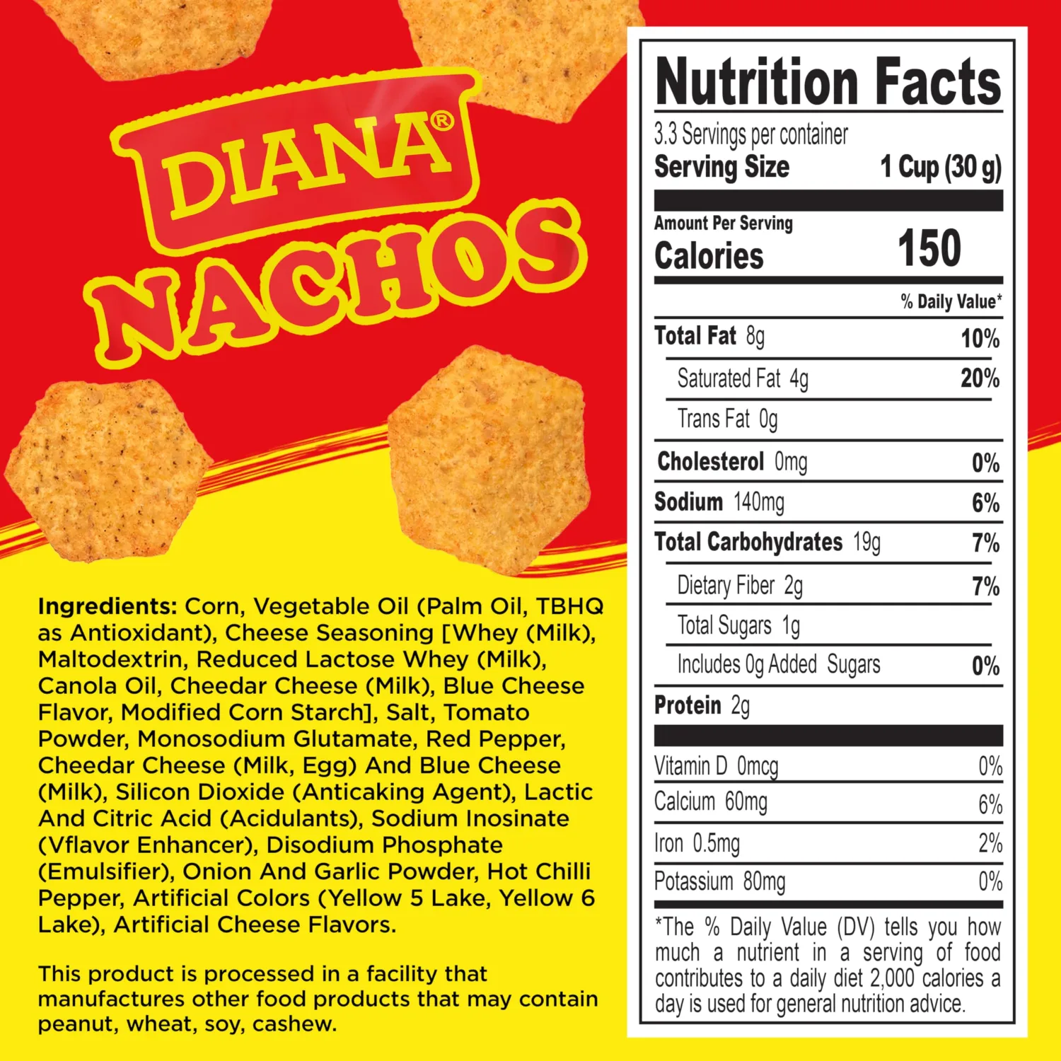 Diana Nachos Cheese-Flavored Corn Tortilla Chips, 3.52 Oz