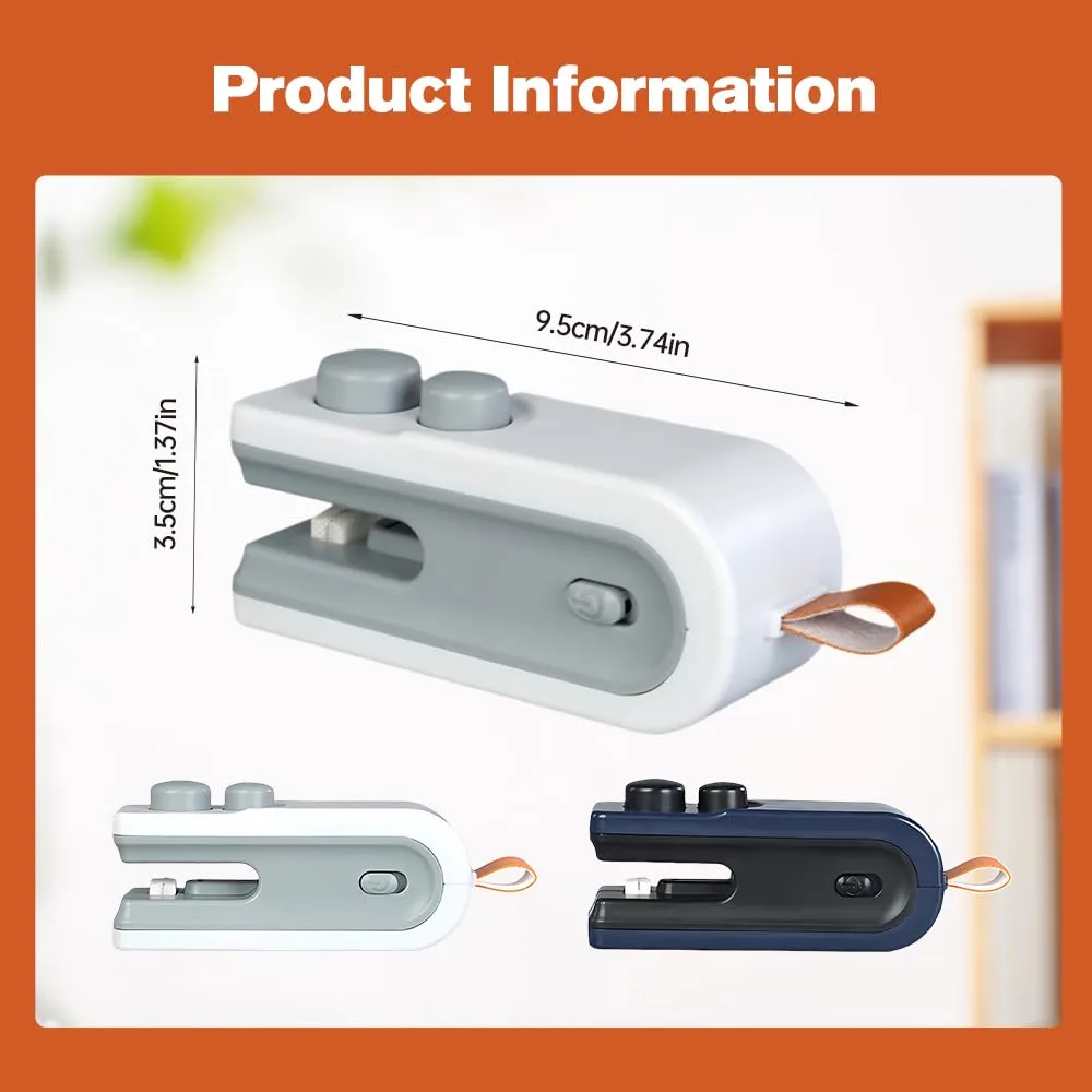 Mini Bag Sealer with Magnet,Upgrade 2 in 1 USB Rechargeable Chip Bag Sealer Heat Seal Tool,Portable Heat Vacuum Sealers Food Sealer Bag Sealing Machine for Plastic Bags Snack Bag (White)