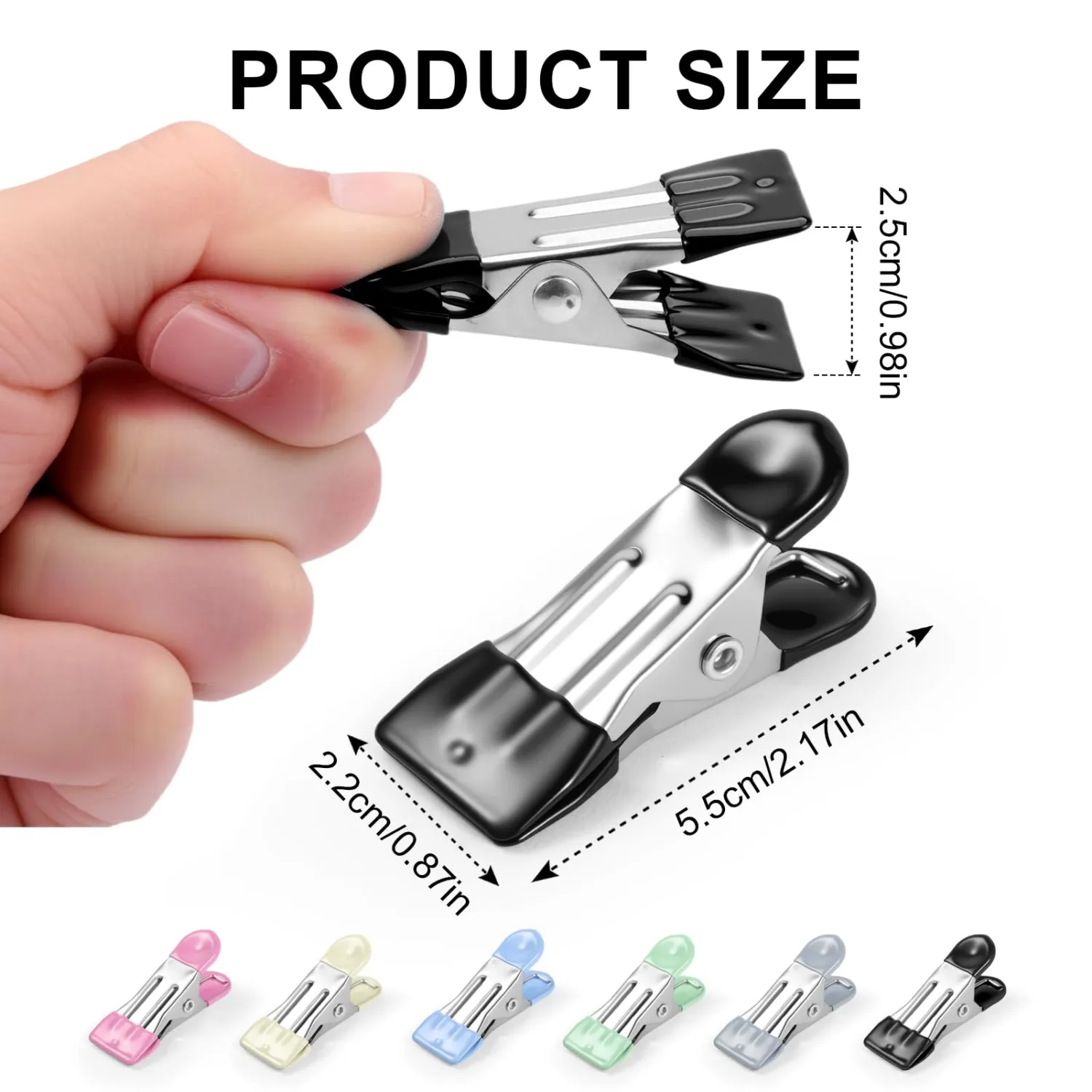 Clothes Pins, Senbowe 30 Pack Chip Clips, 2.17 Inch Metal Chip Bag Clips, Food Clips for Kitchen Stainless Steel with Rubber, Clothespins for Photo Drying Clothesline Laundry Sock Heavy Duty