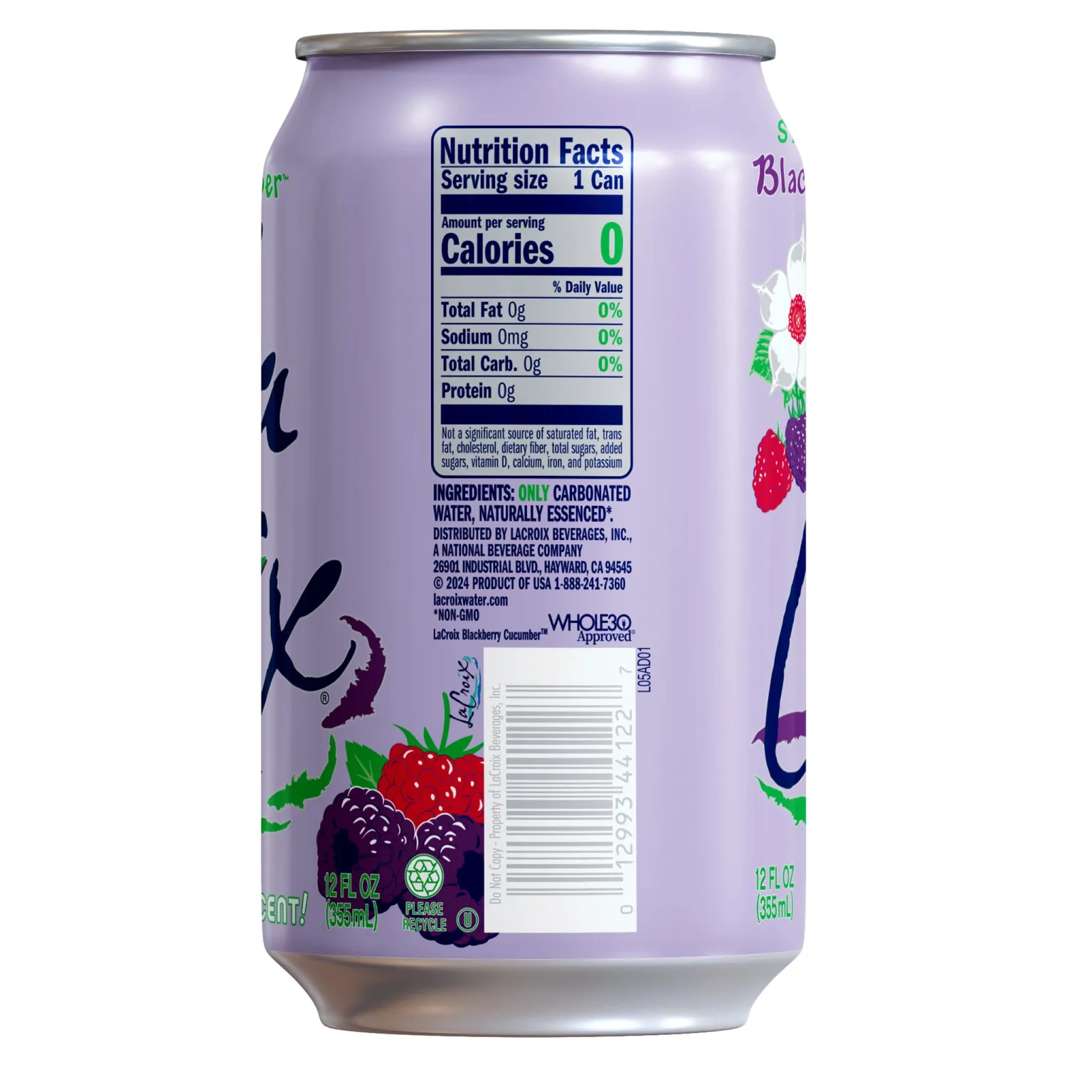 La Croix Sparkling Water, Blackberry Cucumber, 8-Pack Zero Sugar, Zero Calories, Zero Sodium