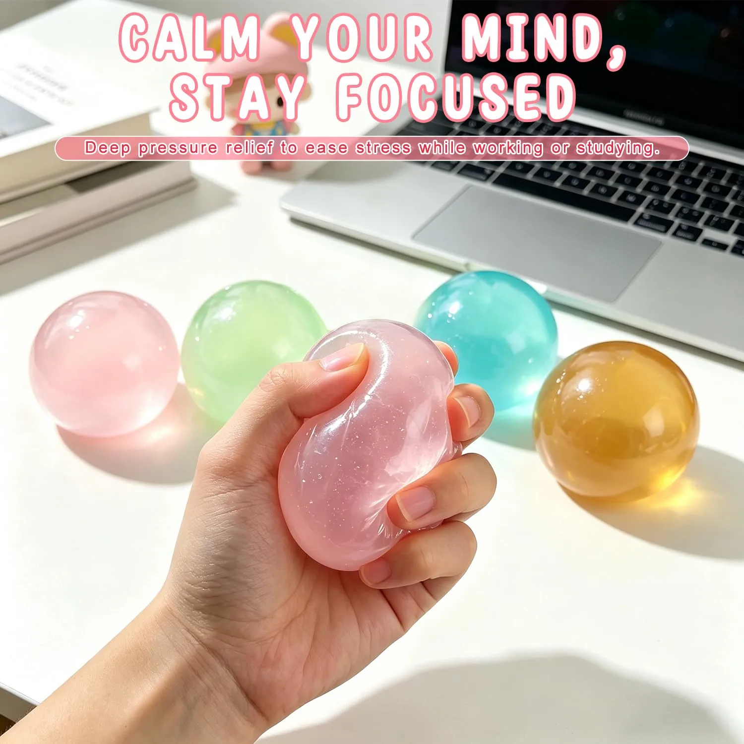 Coconut Oil Stress Ball, Slow Rising Coconut Oil Squishy, 2026 New Coconut Oil Stress Ball, Non-Sticky Easy to Clean Improving Focus Easing Tension (Blue)