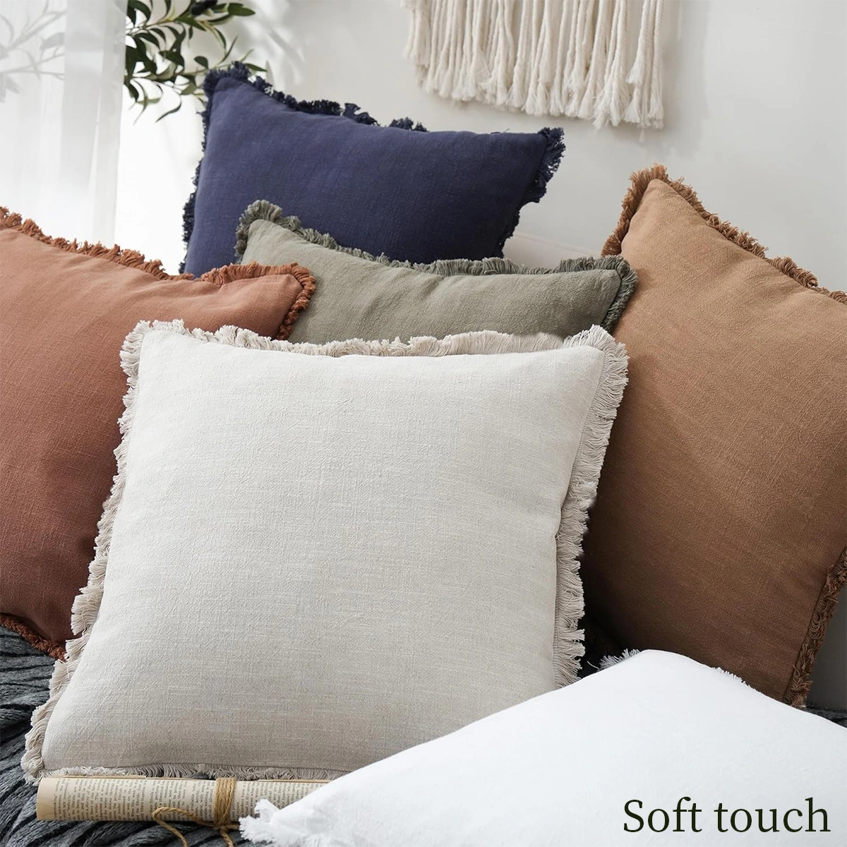 Modern Minimalist Instagram-Style Bohemian Tassel Solid Color Pillowcase