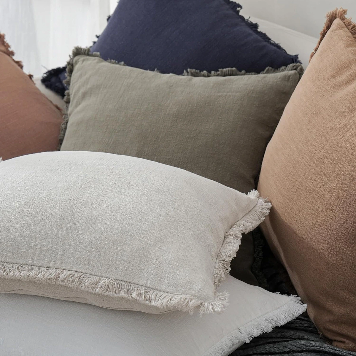 Modern Minimalist Instagram-Style Bohemian Tassel Solid Color Pillowcase